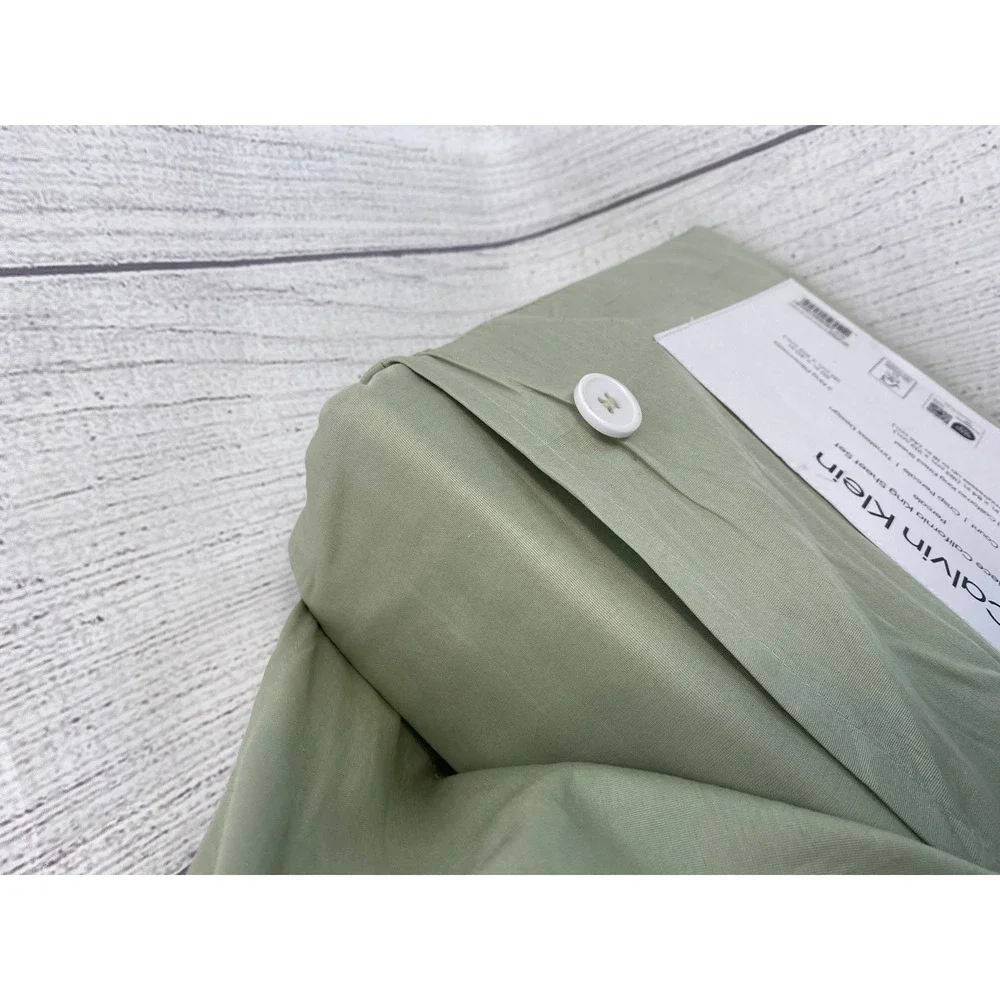 Calvin Klein Sheet Set California King Sage Green 100% Cotton Percale 270TC 4pc
